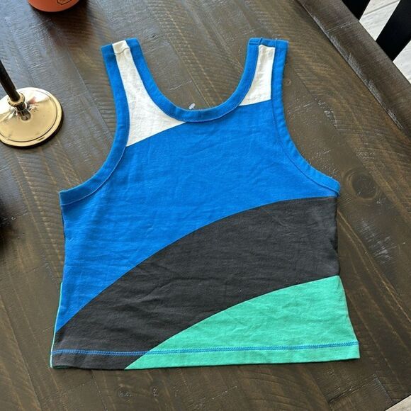 NWOT Free People Basic Tank Varsity Blue Color Black Cotton Green Movement Gym - Picture 7 of 11